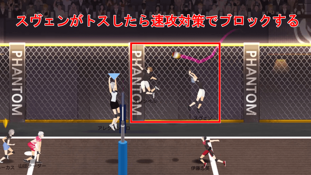 オレンベルの速攻を読んで守備する