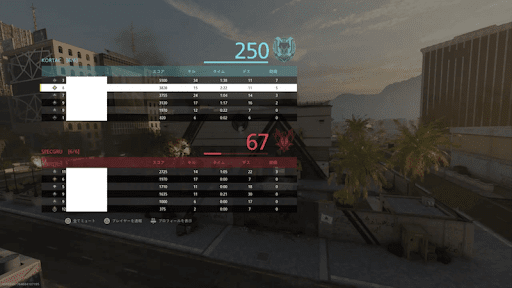 1戦の戦績は戦闘終了後に確認できる