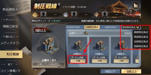 空いている地域の占領ポイントを選ぶ