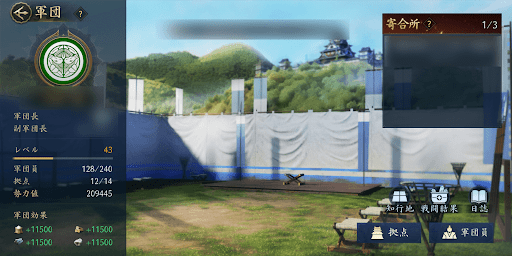 天守レベルを上げたら軍団に所属する