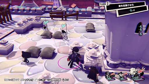 2,3ターン目で左奥の敵2体を倒す