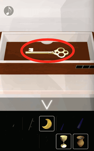 月の見える城からの脱出_室内の棚の中の箱