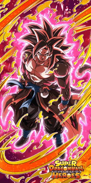 紅く燃え上がるパワーアップ・超フルパワーサイヤ人4・限界突破孫悟空（ゼノ）