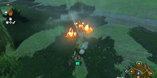 野原の葉を燃やす