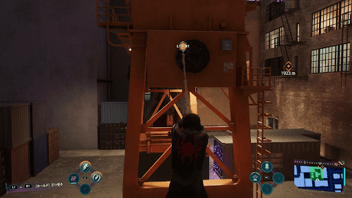 コンテナの上に乗ってL1＋R1