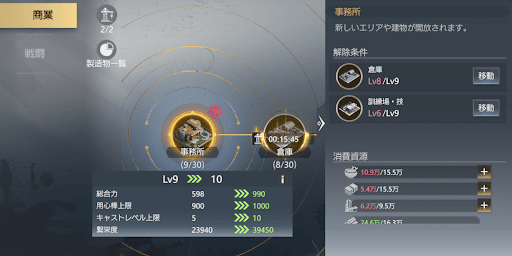 事務所のレベルを上げる