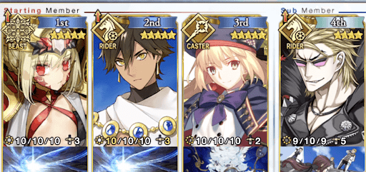 fgo-各色宝具のライダーを編成する