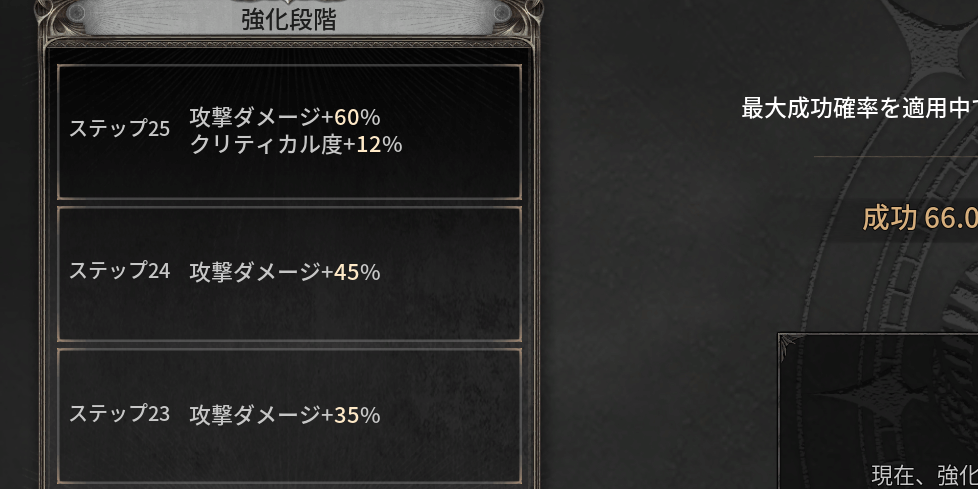 ダークディセンバー_ティアに応じて強化段階の上限が異なる