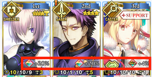 fgo-パーティのスタメンに絆ボーナスが発生