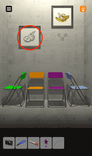 脱出ゲーム非常階段_3階_画面左側のりんごを拡大する