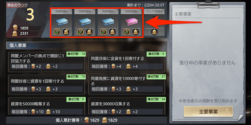 条件を達成すると報酬を獲得できる