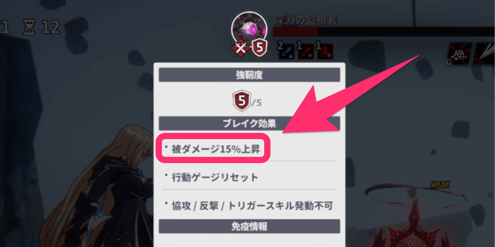 ブレイク状態の敵は被ダメージが増加
