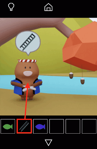 Dango_はっぴを着たブタにはしごを渡す