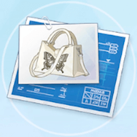 蝶柄のショルダーバッグの設計図