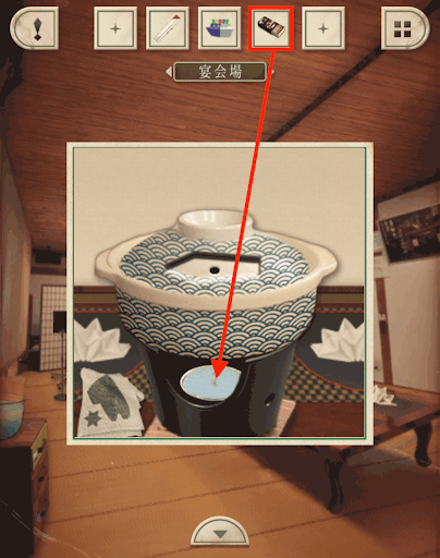 脱出ゲーム新館やすらぎの湯からの脱出_宴会場_マッチで火をつける