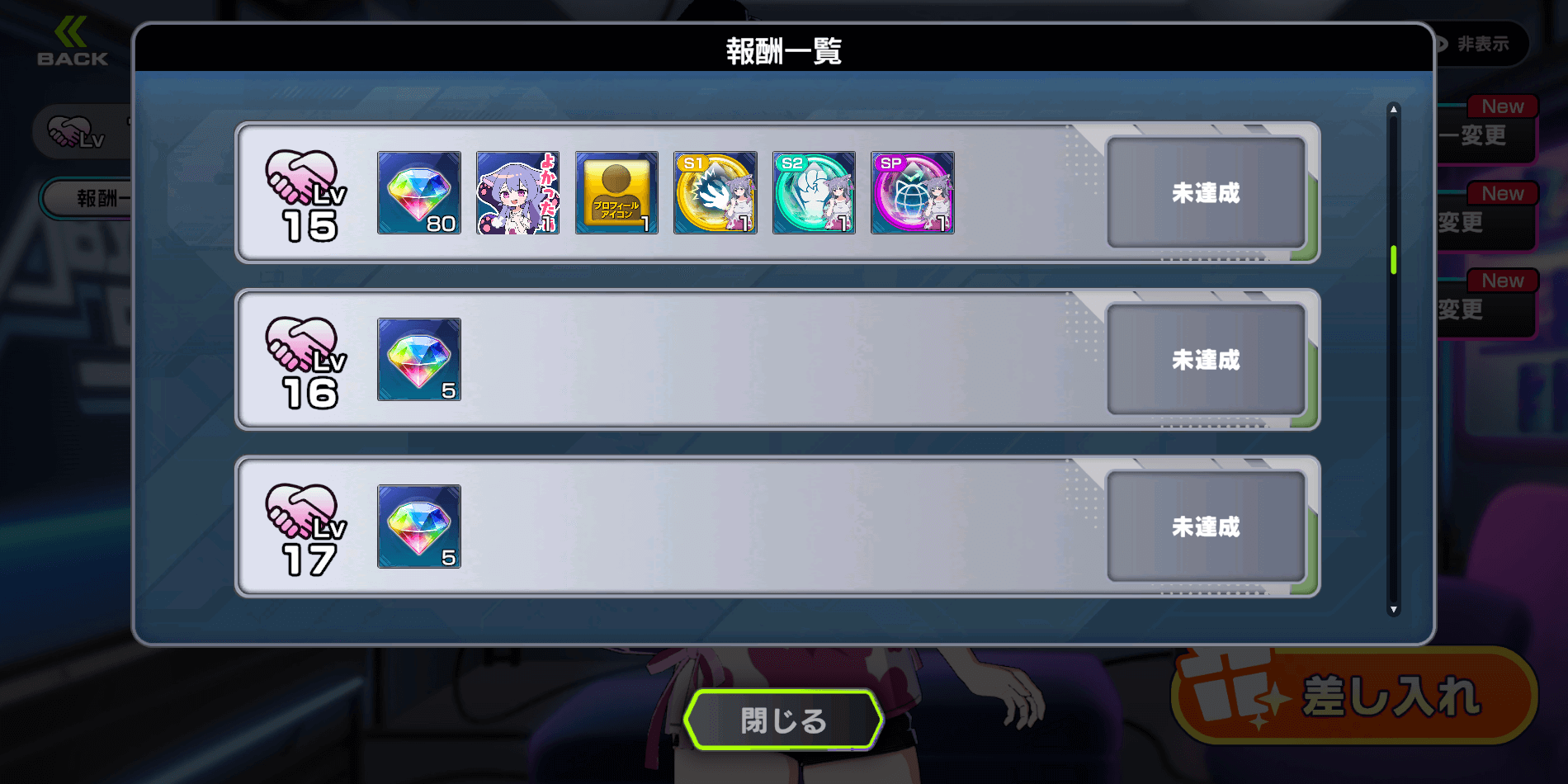 キャラの信頼度を上げる