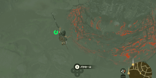 監視塔の鳥望台からハイラル城方面に飛ぶ