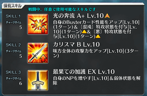 fgo-アルトリアスキル一覧