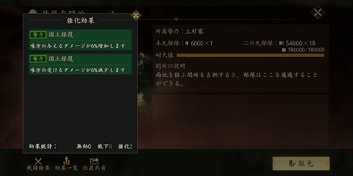 大勢力は全拠点に国土防御の効果が付与