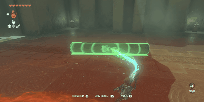 窪みに長い丸太を置いて宝箱を取る