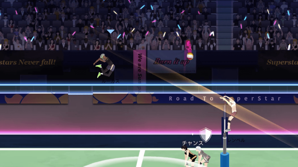 低い打点から強力なスパイクを打つ