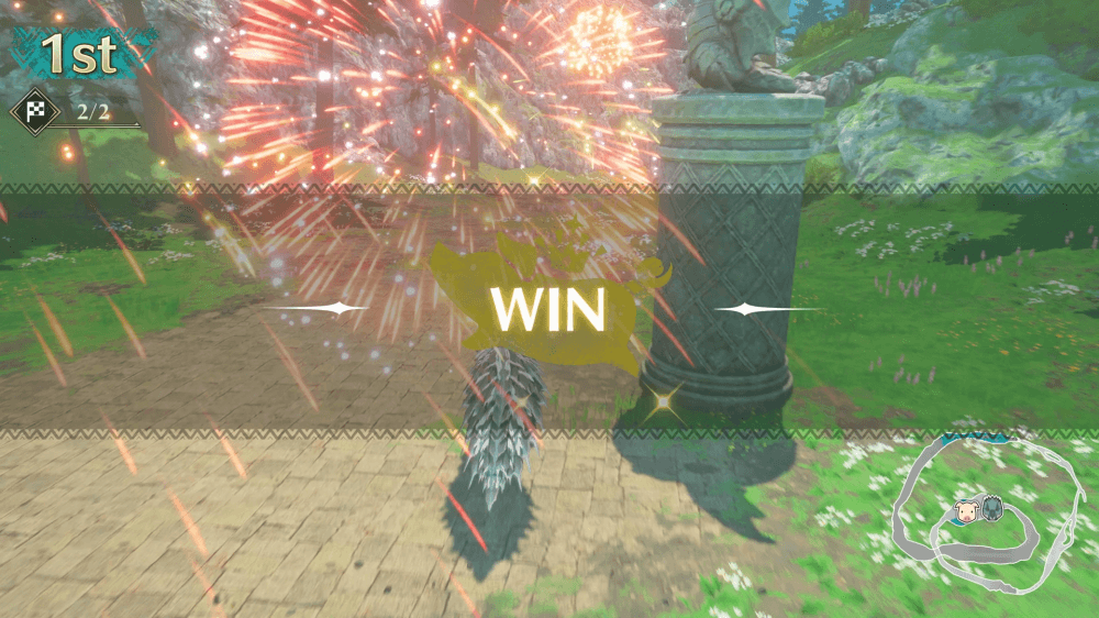 プーギーレースでカシラに勝つ