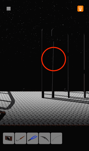 脱出ゲーム非常階段_5階_反対側を向き壊れている鉄柵をタップする