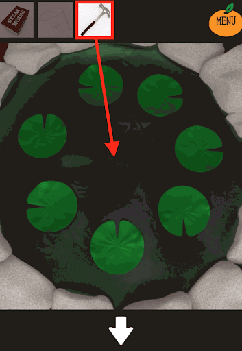 kotatsu_庭_池にハンマーを使用