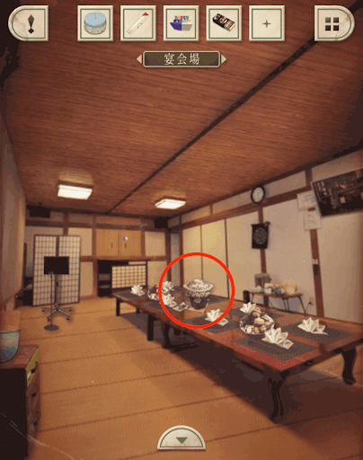 脱出ゲーム新館やすらぎの湯からの脱出_宴会場_鍋を拡大する