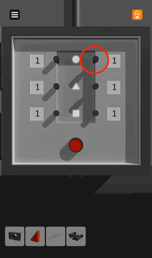 脱出ゲーム非常階段_5階_3本のワイヤーを黒い突起に取り付ける