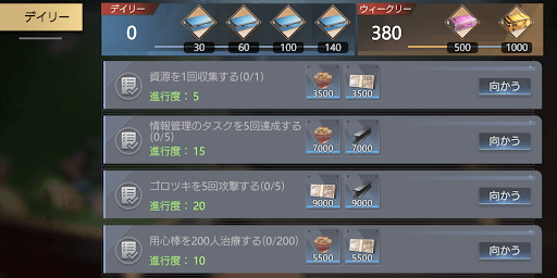 デイリータスクをクリアする