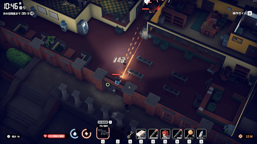 市役所の外で戦う