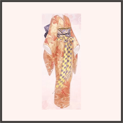 鯉文様の着物（金）