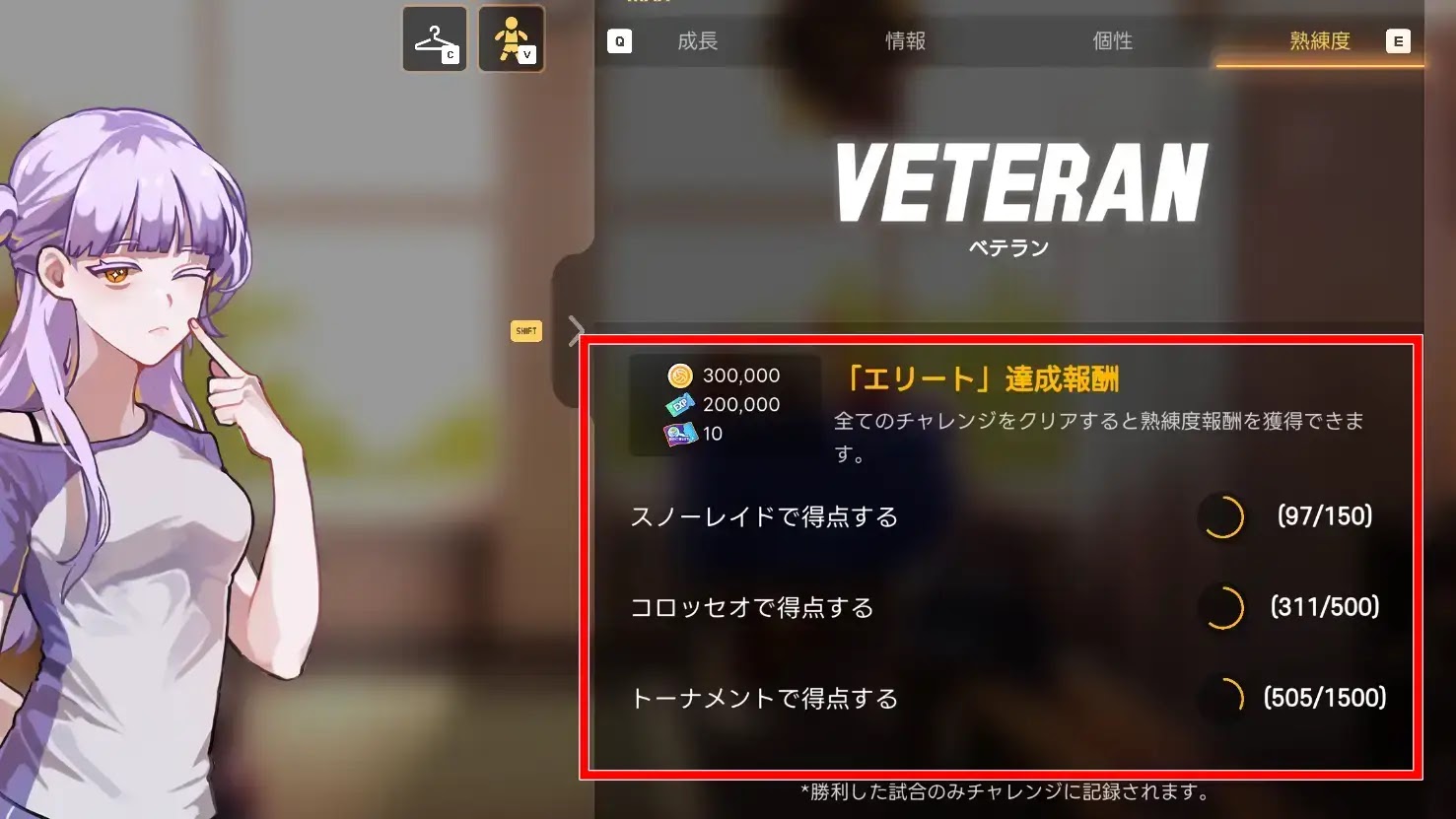 熟練度報酬で受け取る