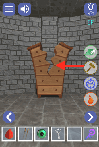 ドラゴンと魔法使いの住む塔_5階_チェストにリペアの魔法を使用する