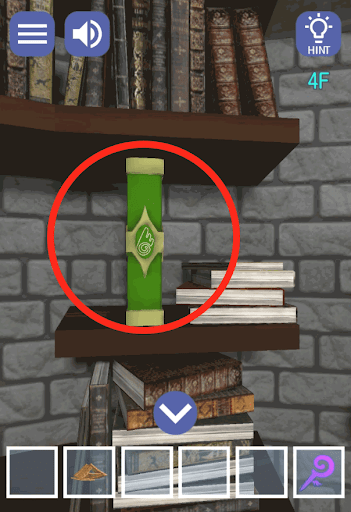 ドラゴンと魔法使いの住む塔_4階_緑色の本を開いてワープの魔法を入手する