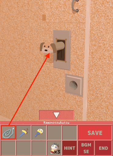 Nunukosgatherings_2階_隣の部屋_出入口_レバー_ロープをレバーに取り付ける