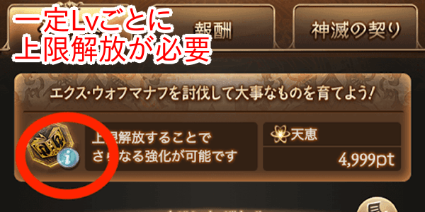 一定Lvことに上限解放が必要