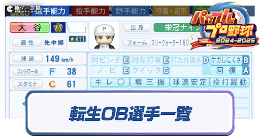 転生OB選手一覧