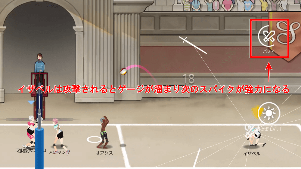 イザベルにスパイクしない