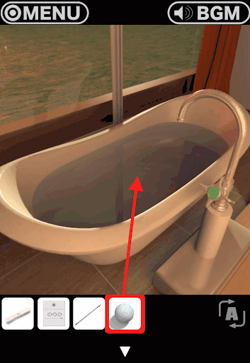 RESORT4黄昏クルーズへの脱出_お風呂場_入浴剤を浴槽に入れる