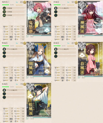 北方鼠輸送作戦 編成例