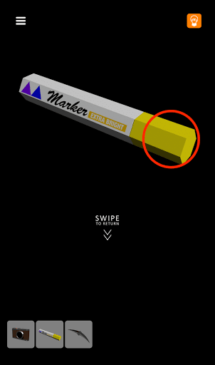 脱出ゲーム非常階段_3階_黄色いマーカーの右側をタップしてキャップを外す