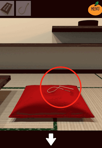 kotatsu_居間_赤い座布団の上から紐のついた棒を入手