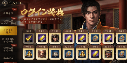 ログイン報酬で集める