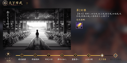 天下布武の進捗によって開催内容が変わる