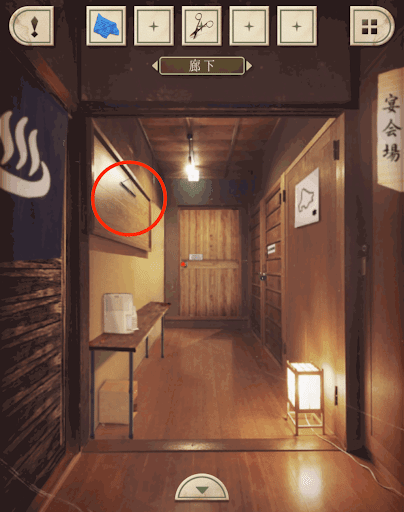 脱出ゲーム新館やすらぎの湯からの脱出_廊下_左側の壁を拡大する