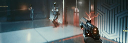 サイバーパンク_敵を倒しながらビル内を進む