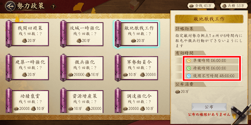 計略は準備時間とクールタイムが存在する