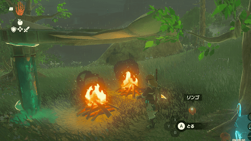 雨の日は屋根や遮蔽物の下で火を起こす